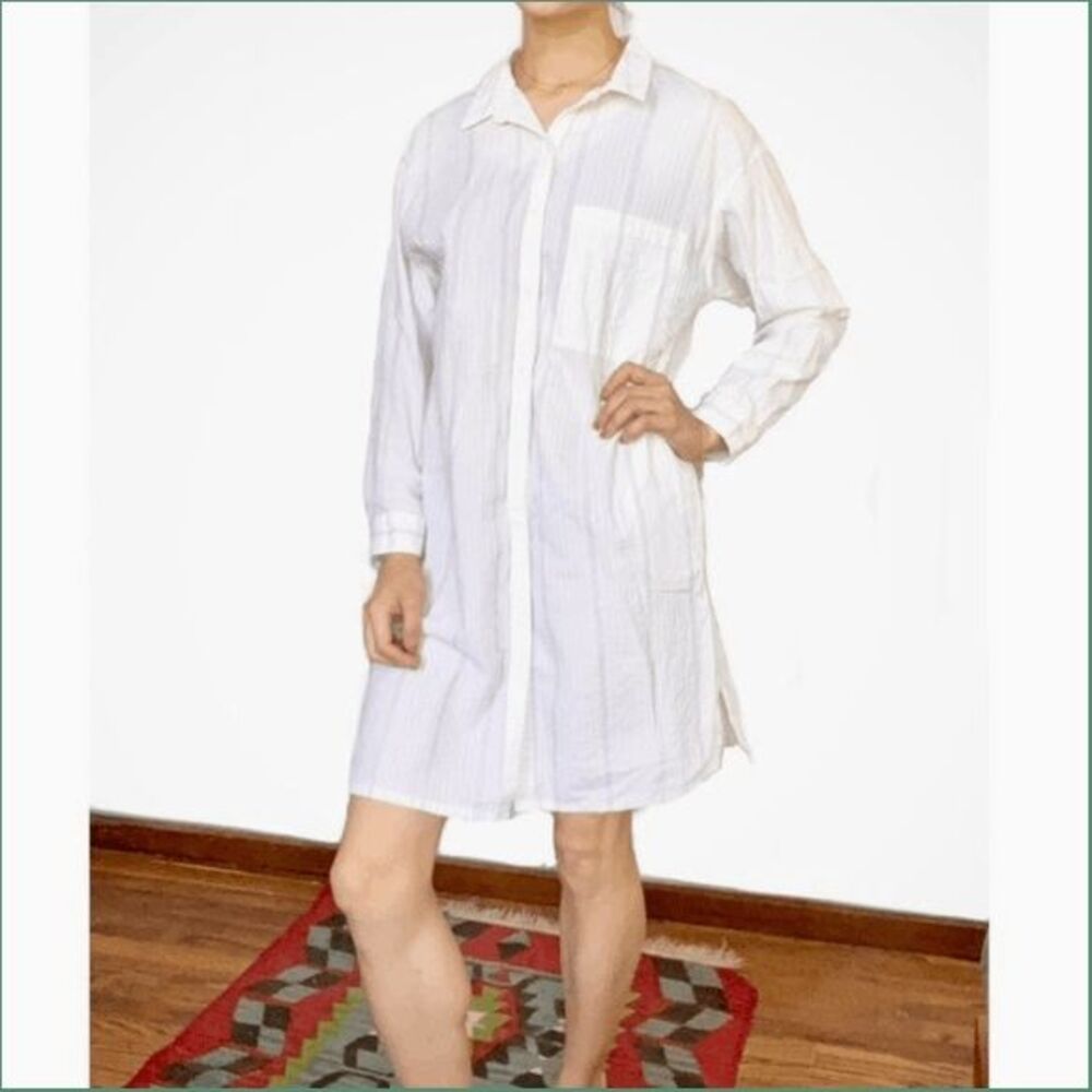 White Striped Shirt Dress